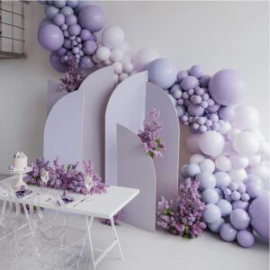 132Pcs Purple Balloon Garland Arch Kit, Lavender Light Purple Lilac Balloons 5/10/18Inch Macaron Pastel Latex Balloon for Birthday Baby & Bridal Shower Wedding Engagement Bachelorette Business Celebration Anniversaries Graduation LGBT Unicorn Party Suppli