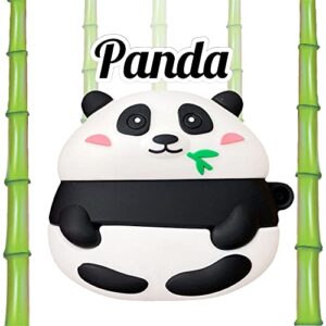 silicone case for airpods pro, cute tiger panda funny animal protective soft rubber cover skin with anti-lost keychain (panda designed)