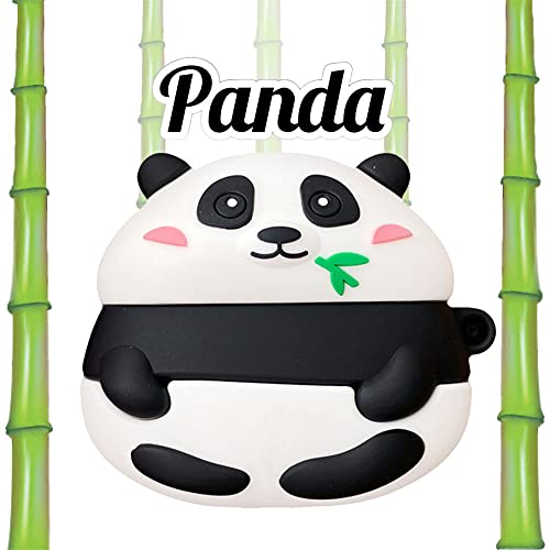 Silicone Case for Airpods Pro, Cute Tiger Panda Funny Animal Protective Soft Rubber Cover Skin with Anti-Lost Keychain (Panda Designed)