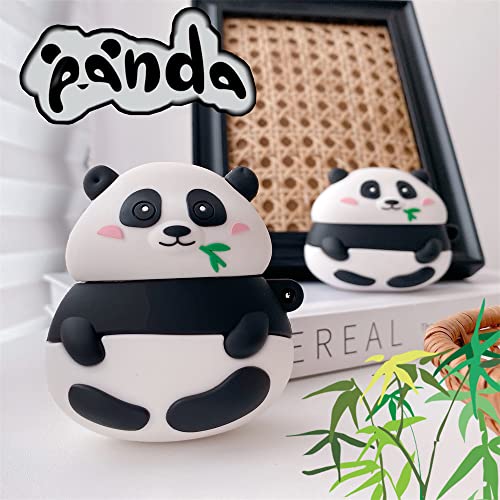 Silicone Case for Airpods Pro, Cute Tiger Panda Funny Animal Protective Soft Rubber Cover Skin with Anti-Lost Keychain (Panda Designed)