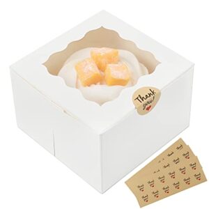 Feelfine Cake Boxes 6 Inch Bakery Boxes with Window Cookie Boxes for Strawberries Cakes Pastries Cookies