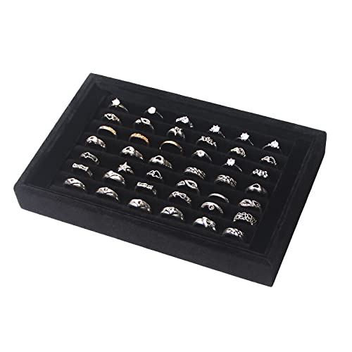 Pangkeep Ring Holder Display Tray Jewelry Organizer Stands for Selling Rings Earrings Show (Black)