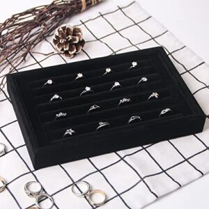 Pangkeep Ring Holder Display Tray Jewelry Organizer Stands for Selling Rings Earrings Show (Black)