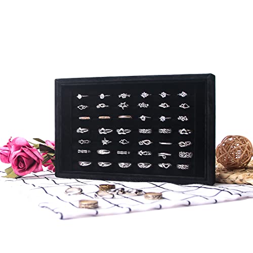 Pangkeep Ring Holder Display Tray Jewelry Organizer Stands for Selling Rings Earrings Show (Black)