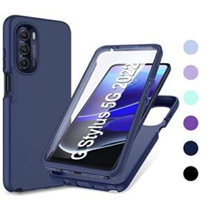 pujue for motorola moto g-stylus 5g-2022 case: silicone shockproof protective cell phone case - slim rugged dual layer 360 full protection durable tough drop proof bumper (navy blue)