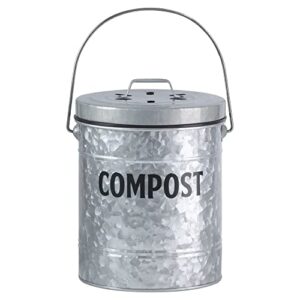 Kitchen Compost Bin by Saratoga Home - 1.3 Gal/5L Metal Compost Bucket for Kitchen Countertop, Kitchen Composter, Countertop Compost Bin, Compost Bin Kitchen, Kitchen Compost Bin Countertop, Silver