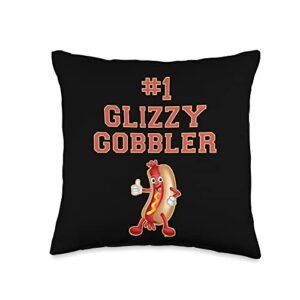 #1 glizzy gobbler hot dog throw pillow