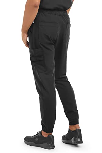 KESWI Bristol Seven Pocket Jogger Scrub Pants for Men – 4 Way Stretch, Anti-Wrinkle, Ultra Soft Medical Scrub Uniform Black
