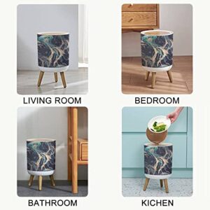 Small Trash Can with Lid sea Jellyfish Seahorse Shell Starfish Coral Bubbles Spray Watercolor Round Recycle Bin Press Top Dog Proof Wastebasket for Kitchen Bathroom Bedroom Office 7L/1.8 Gallon