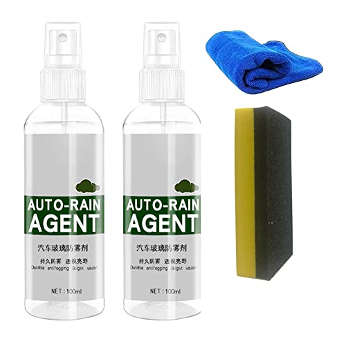 Car Glass Anti-Fog Rainproof Agent, Anti Fog Spray for Car Windshield Antifogging Rainproof Nano Rain Remover for Windows, Windshields, Mirrors, Shower Doors, Glass (2 Bottle Anti-Fog)