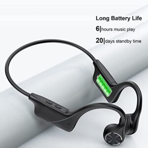 Bone Conduction Headphones Open Ear Wireless Earbuds Bluetooth IPX7 Waterproof Sports Earphones Lightweight Long Battery Life Ear Buds for Running Hiking Driving Workouts Android iOS Black