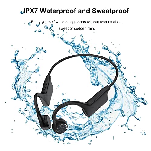 Bone Conduction Headphones Open Ear Wireless Earbuds Bluetooth IPX7 Waterproof Sports Earphones Lightweight Long Battery Life Ear Buds for Running Hiking Driving Workouts Android iOS Black