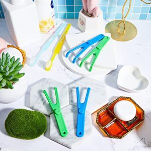 Dental Floss Holder Reusable Flosser Reusable Floss Handle Holder Flossmate Handle for Oral Clearing, Blue, Green (4 Pieces)