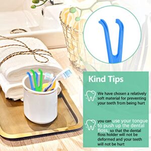 Dental Floss Holder Reusable Flosser Reusable Floss Handle Holder Flossmate Handle for Oral Clearing, Blue, Green (4 Pieces)