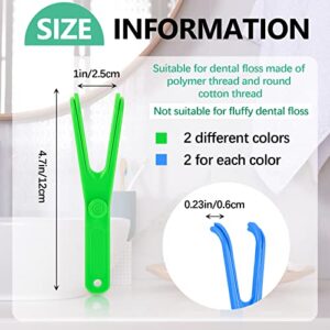 Dental Floss Holder Reusable Flosser Reusable Floss Handle Holder Flossmate Handle for Oral Clearing, Blue, Green (4 Pieces)