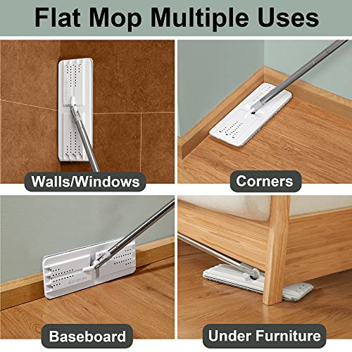 JOYMOOP Mop and Bucket with Wringer Set, Flat Squeeze Mop Flat Head Mop,Dust Mops for Wall Cleaner with Long Handle,Wet and Dry Use Microfiber Mops for Household Cleaning, for Hardwood, Laminate, Tile