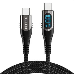 ocetea usb c to usb c cable(100w/5a), 6.6ft type c to type c cable with led display, usb c charger cable pd fast charging cord compatible with macbook pro, ipad pro, galaxy s23/22/z fold/z flip, pixel