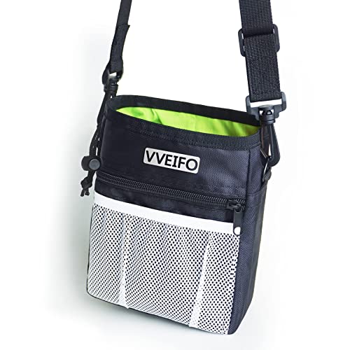 VVEIFO Dog Treat Pouch, Dog Training Pouch Bag with Waist Shoulder Strap, Durable, Convenient Dog Training Accessory, Suitable for Small and Large Dogs, 3 Ways to Wear (Black