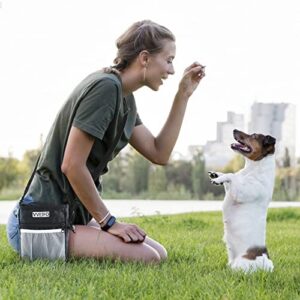 VVEIFO Dog Treat Pouch, Dog Training Pouch Bag with Waist Shoulder Strap, Durable, Convenient Dog Training Accessory, Suitable for Small and Large Dogs, 3 Ways to Wear (Black