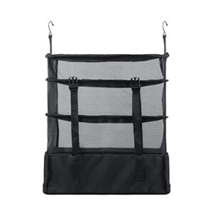 Surblue Hanging Closet Storage Bag Collapsible 3-Shelf Washable Oxford Fabric with 2 Hooks (XL 17.71 * 11.81 * 20in, Black)
