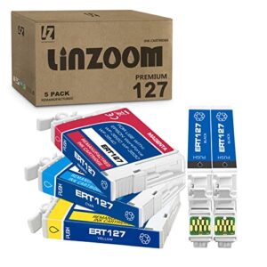 linzoom remanufactured 5-pack 127 color ink cartridge replacement for epson 127 t127 for epson workforce 60 435 520 545 630 633 840 845 wf-3520 wf-3530 wf-3540 wf-7510 wf-7520 printers