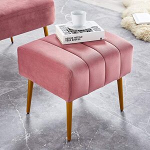 Ball & Cast Upholstered Velvet Storage Bench 44" W x 16" D x 18" H Rose, Set of 1 Upholstered Velvet Ottoman,Footrest 18" W x 15.75" D x 17.5" H Rose,Golden Powder Coating Legs Set of 1