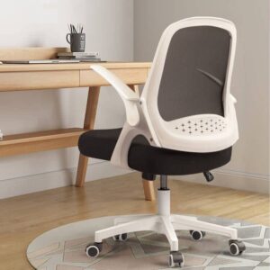 devoko office chair mesh desk chair ergonomic office chair with lumbar support swivel computer task chair with flip-up arms adjustable height (white)