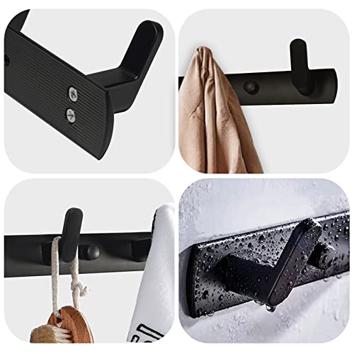 Moloudan 2-Pack Coat Rack with 5 Hooks Wall Mounted Heavy Duty Coat Hook Matte Black