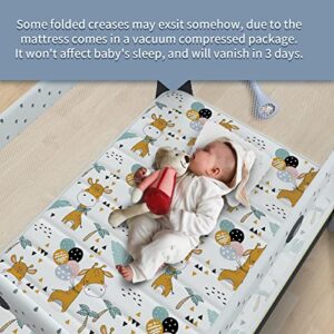 Moonlight Family Noiseless 3” Pack n Play Mattress, 38”x26” Premium Foam Portable Pack and Play Mattresses, Odorless & Steady Playard Mattress fits ONLY Playpens (28.5 * 39.5"), Giraffe