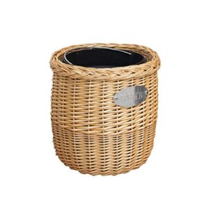 dtse9 garbage can for bedroom handmade rattan wicker trash can without lid,with removable plastic inner bucket,waste paper basket,for kitchen,bathroom,balcony,home indoor trash can