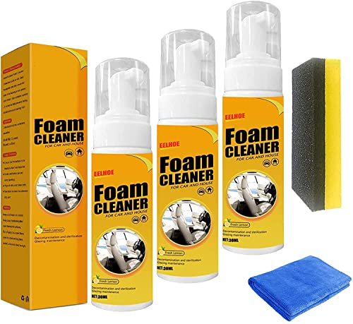 DENGWANG Amplesunshine Foam Cleaner, Amplesunshine Powerful Stain Removal Kit, Foam Cleaner for Car and House Lemon Flavor, Strong Decontamination Cleaners Spray for Kitchen (30ml, 3pcs)