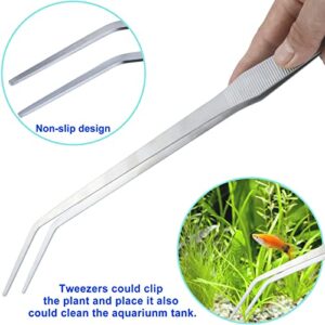 Aquarium Aquascape Tools Kit, Long 15 Inch Stainless Steel Aquatic Plants Tools, 4 in 1 Anti-Rust Aquascaping Tweezers Scissors Spatula Scrapers Tool Set for Fish Tank Cleaning Plant Trimming Shears