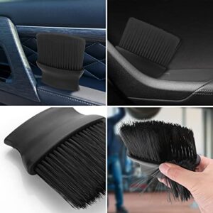 Cobee Car Detailing Brush, Car Cleaning Brushes Duster Soft Bristles Detailing Brush Dusting Tool Dust Removal Brush Dirt Dust Clean Brushes for Car Interior Exterior Leather Air Vents(Black)