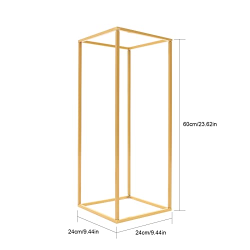 Gold Wedding Flower Stand Pack of 4, 24 Inch Tall Vase Column Stand Flower Holder, Metal Geometric Centerpieces for Table, Home Party Wedding Decorations Display Rack, Tools-Free Assembly