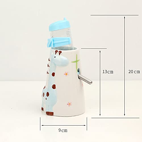 Hamster Water Bottle Small Animal Standing Water Dispenser Ceramic Base Cage Hanging Water Feeding Bottles Auto Dispenser for Hamster Guinea Pig Squirrel Rabbit Hedgehog (Blue)