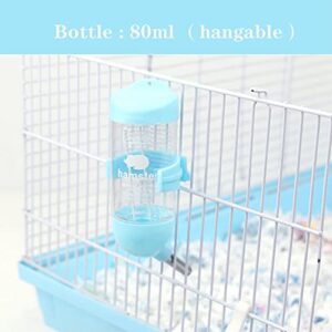 Hamster Water Bottle Small Animal Standing Water Dispenser Ceramic Base Cage Hanging Water Feeding Bottles Auto Dispenser for Hamster Guinea Pig Squirrel Rabbit Hedgehog (Blue)