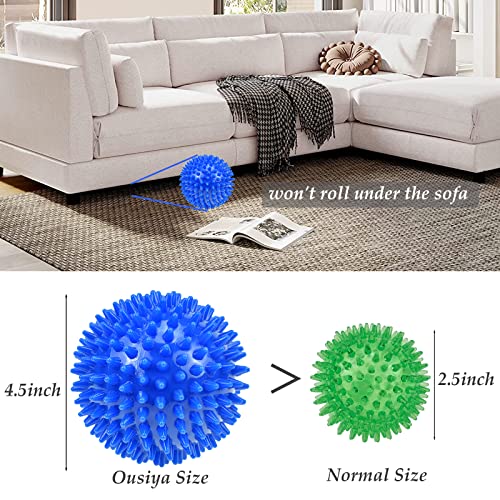 Ousiya Dog Balls 4.5” Squeaky Dog Toys Spikey Dog Ball for Aggressive Chewers Heavy Duty Teething Large Medium Durable Dogs Balls (4 Pack)