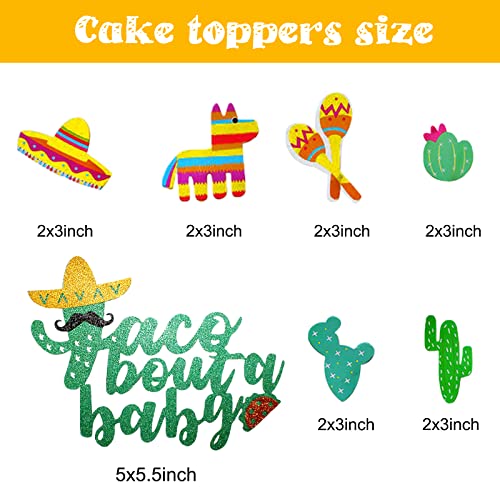 Taco Bout a Baby Decorations Kit, Hombae Mexican Fiesta Baby Shower Decoration Supplies, Fiesta Paper Fans, Banner, Cake Topper, Llama and Cactus Cupcake Toppers