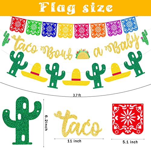 Taco Bout a Baby Decorations Kit, Hombae Mexican Fiesta Baby Shower Decoration Supplies, Fiesta Paper Fans, Banner, Cake Topper, Llama and Cactus Cupcake Toppers