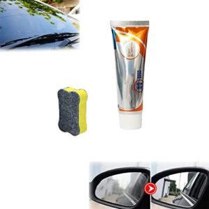 50ml glass oil film removing paste, car windshield oil film cleaner, glass stripper water spot remover, glass clear windshield cleaner paste car paint oil film remover paste, with sponge (2pcs)