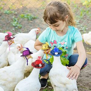 6 Pieces Chicken Hats for Hens Tiny Pets Funny Halloween Accessories Feather Top Hat with Adjustable Elastic Chin Strap Rooster Duck Parrot Poultry Stylish Show Costume()