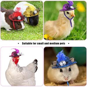 6 Pieces Chicken Hats for Hens Tiny Pets Funny Halloween Accessories Feather Top Hat with Adjustable Elastic Chin Strap Rooster Duck Parrot Poultry Stylish Show Costume()