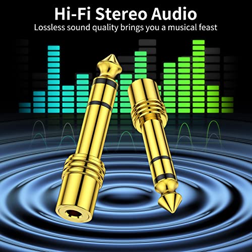 6.35mm 1/4 Male to 3.5mm 1/8 Female Stereo Headphone Adapter, TRS Audio Jack Plug Gold Plated for Amplifiers, Guitar, Keyboard Piano, Laptop, Home Theater, Phone, 3 Pack