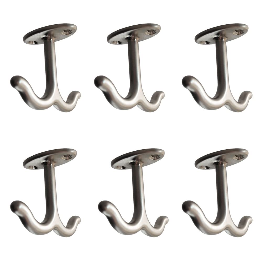 BAMI-LEE House Zinc Alloy Double Prong Ceiling Hook,6 pcs Under The Table Hook Coat Hook for Closet Top Bathroom Kitchen Cabinet Garage