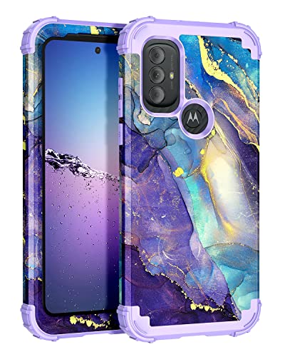 Rancase Compatible with Moto G Power 2022 Case,Three Layer Heavy Duty Shockproof Protection Hard Plastic Bumper +Soft Silicone Rubber Protective Case for Moto G Power 2022,Purple