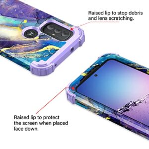 Rancase Compatible with Moto G Power 2022 Case,Three Layer Heavy Duty Shockproof Protection Hard Plastic Bumper +Soft Silicone Rubber Protective Case for Moto G Power 2022,Purple