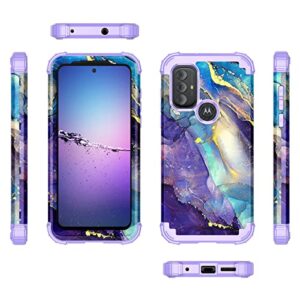 Rancase Compatible with Moto G Power 2022 Case,Three Layer Heavy Duty Shockproof Protection Hard Plastic Bumper +Soft Silicone Rubber Protective Case for Moto G Power 2022,Purple