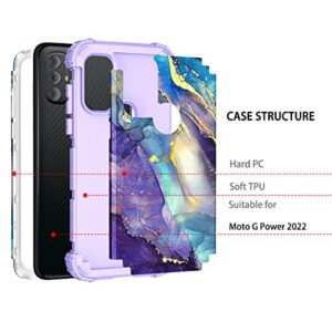 Rancase Compatible with Moto G Power 2022 Case,Three Layer Heavy Duty Shockproof Protection Hard Plastic Bumper +Soft Silicone Rubber Protective Case for Moto G Power 2022,Purple