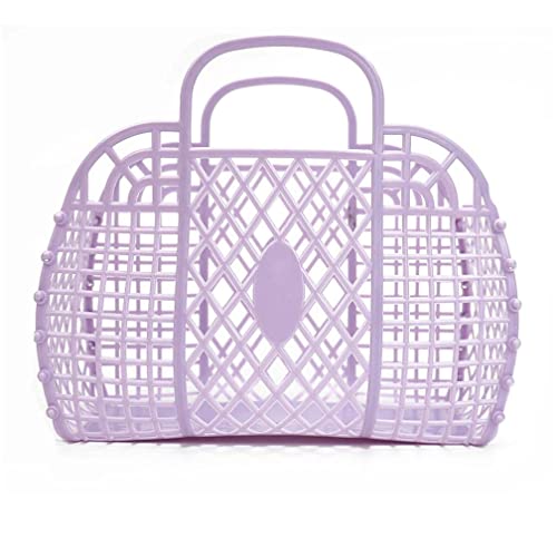 80's Retro Style Jelly Purse Retro Jelly Beach Bag Summer Child Bag Plastic Storage Basket Kids Baby Wedding Flower Girl Bachelorette Favors Boo Bags (021Lilac)