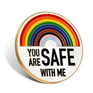 you are safe with me,enamel pins,pride pins,pins for backpacks,rainbow pin for clothing jacket hat decoration, for doctor teacher medical students pins,cute funny jewelry gift